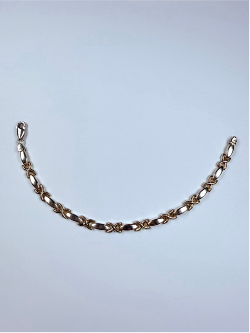 Modern Sleek XO Link 925 Sterling Silver 5.5MM Vintage Tennis Bracelet Italy - Picture 2 of 9